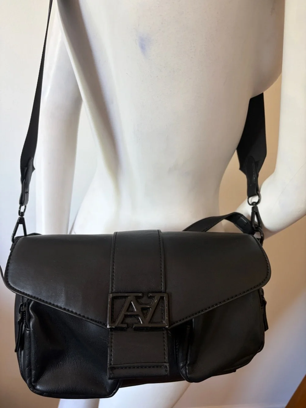 ALDO Black Faux Leather Crossbody Bag